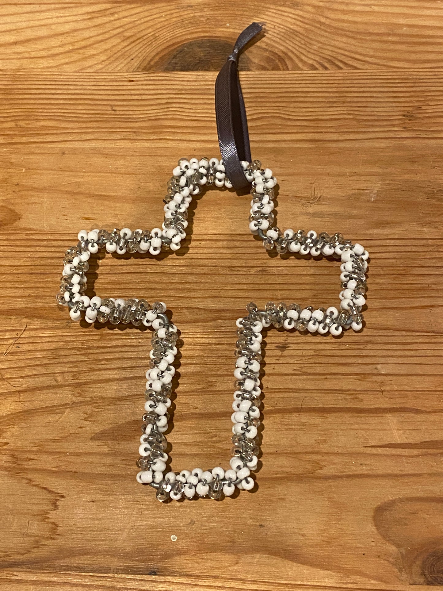 Beaded Cross Christmas Ornament