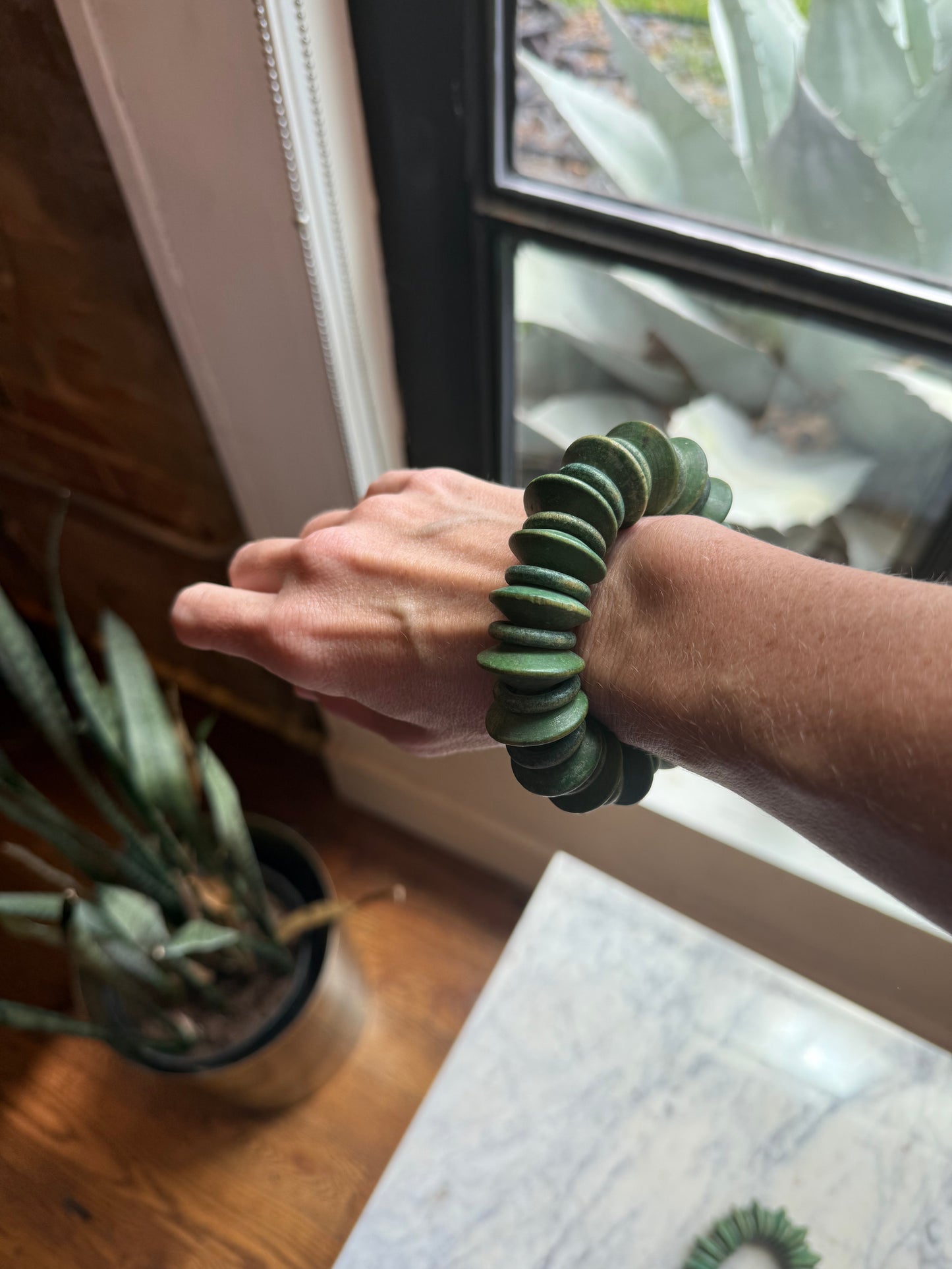 Green Large Bead Bracelet