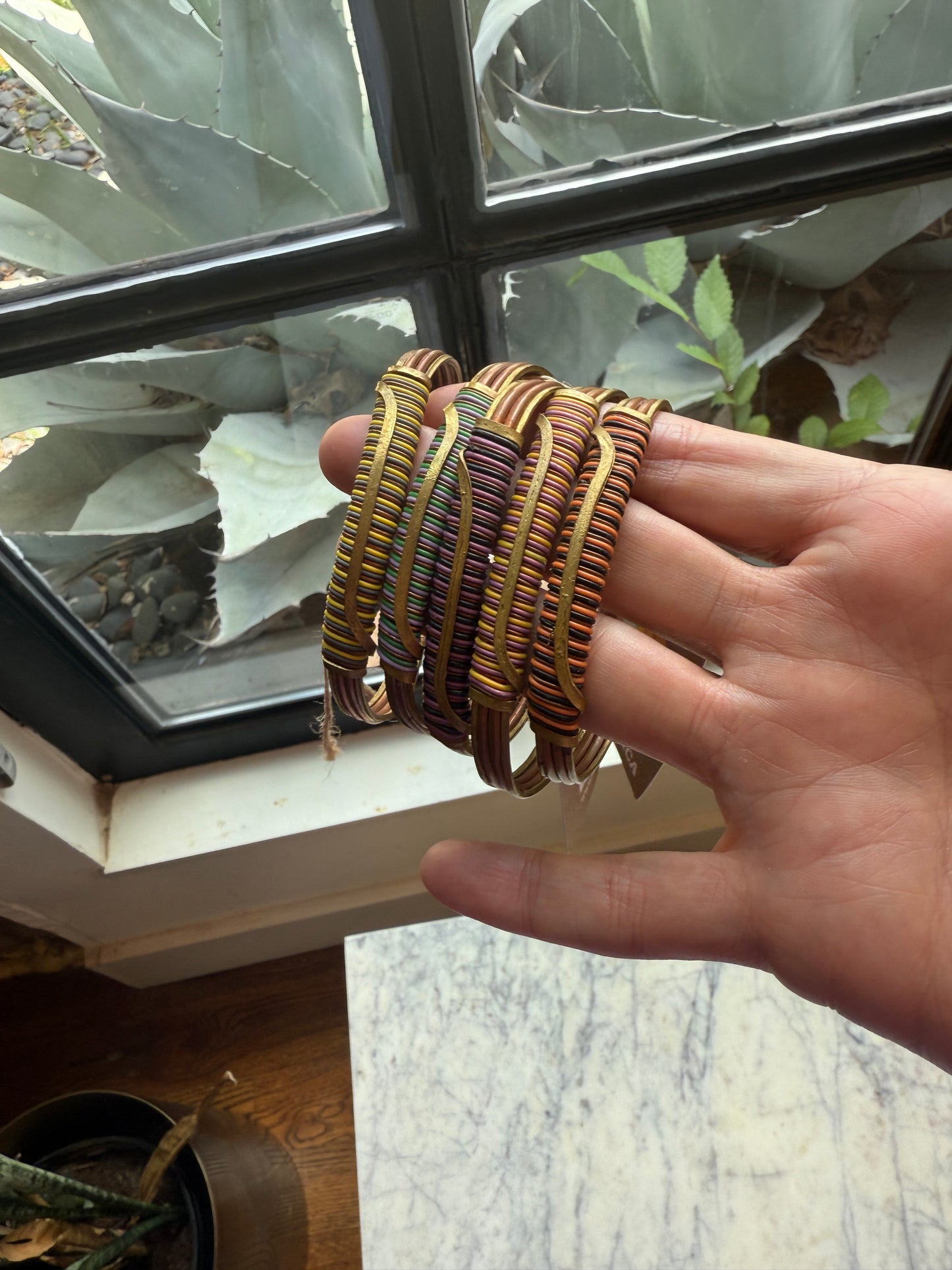 Copper and Fabric Bangles