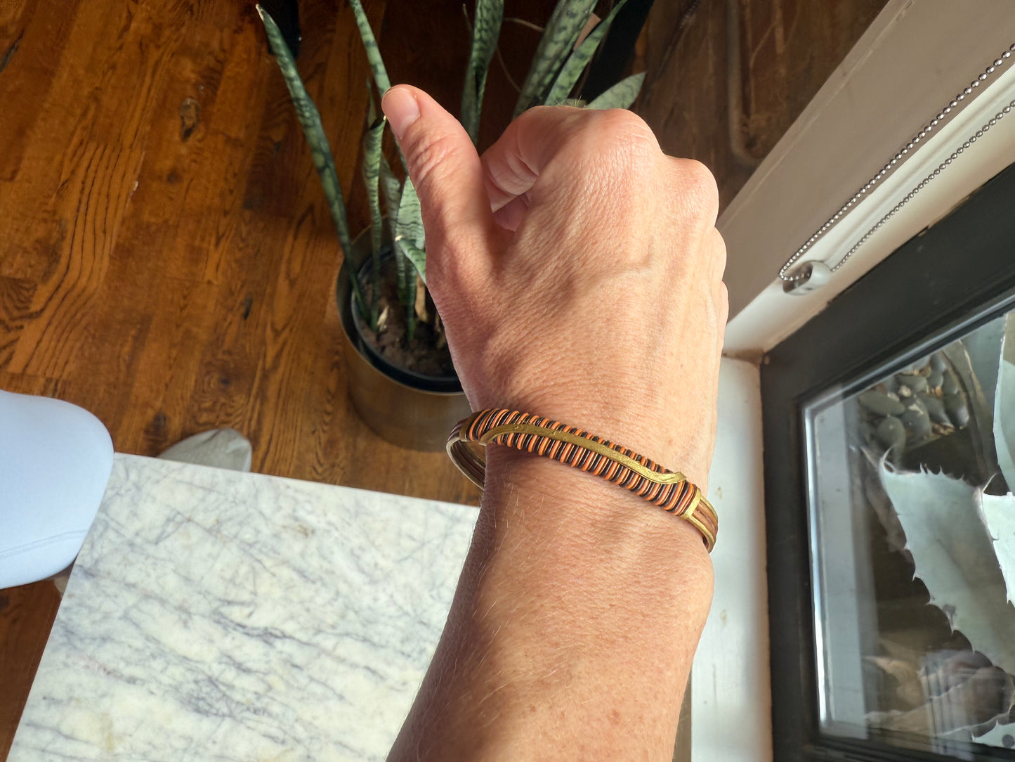 Copper and Fabric Bangles