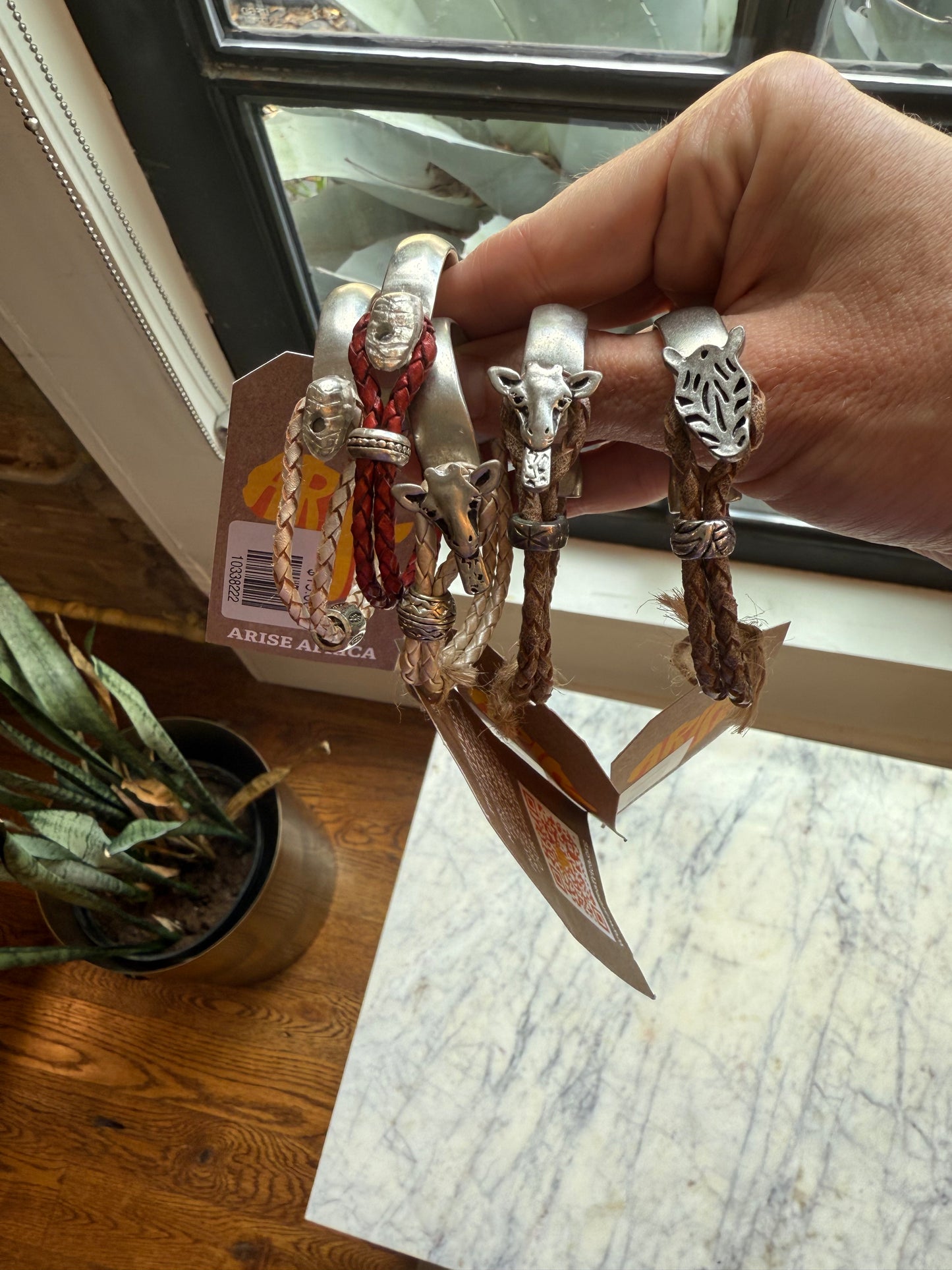 Silver and Leather Bracelets