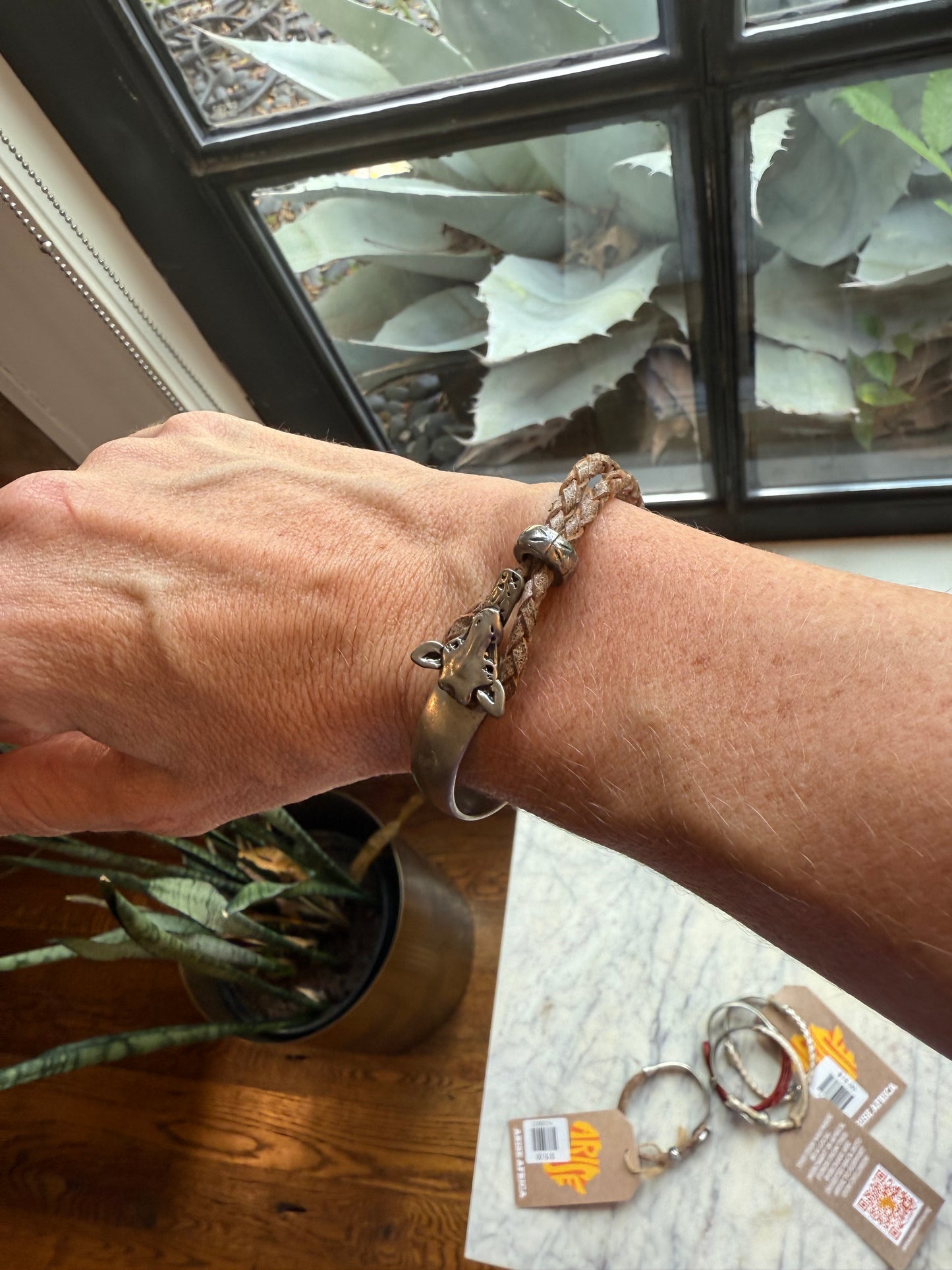 Silver and Leather Bracelets