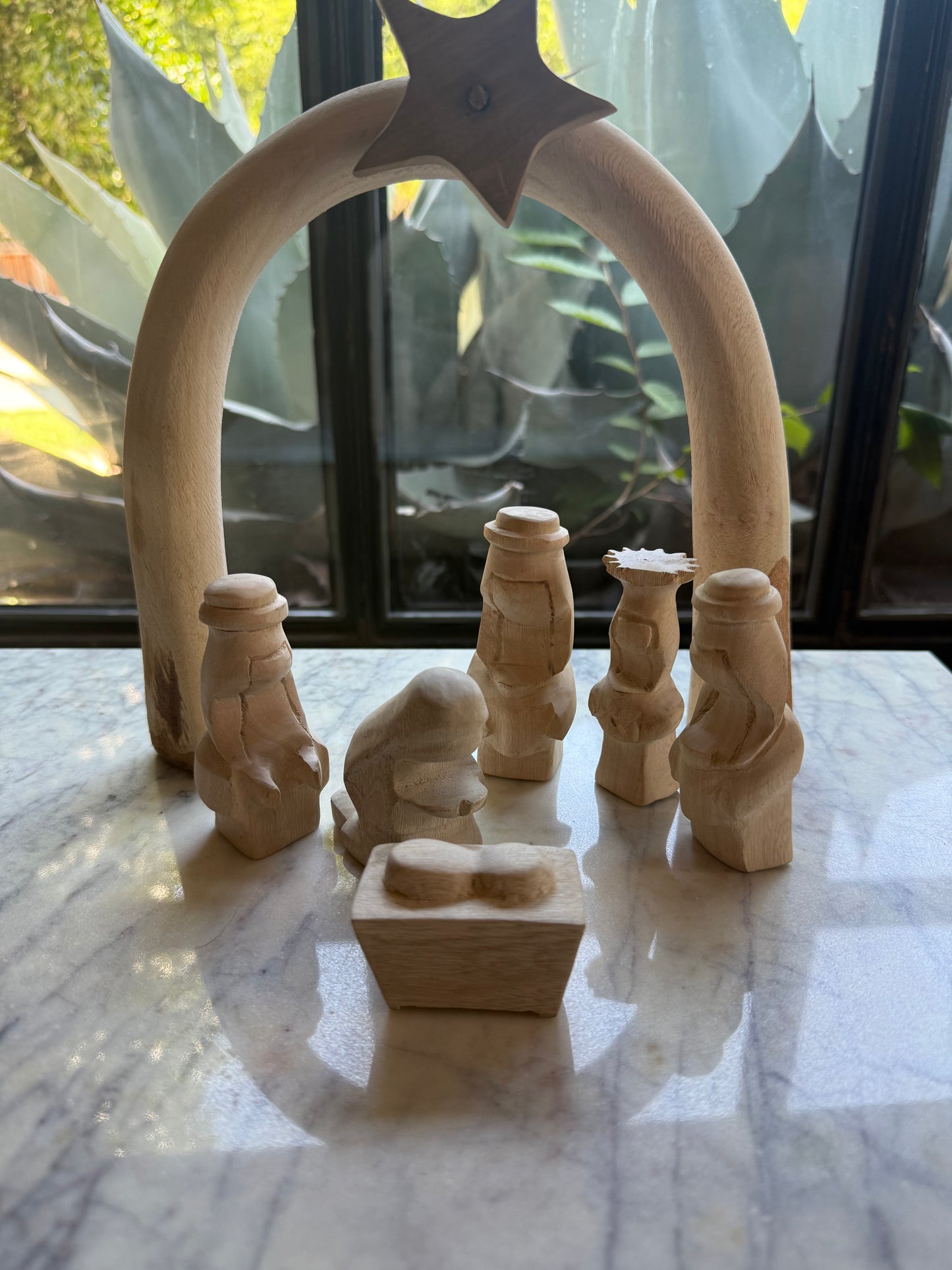 Hand Carved Star Arch Nativity Set