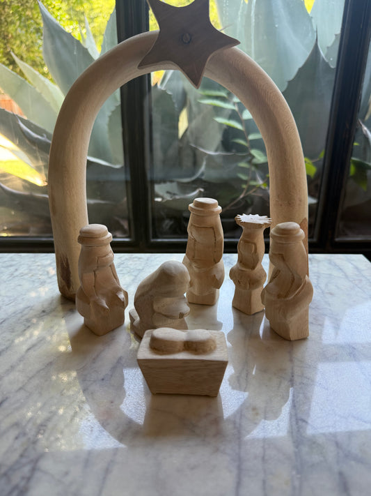 Hand Carved Star Arch Nativity Set