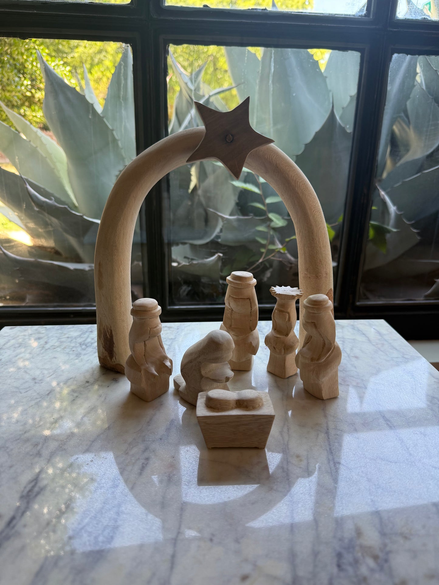 Hand Carved Star Arch Nativity Set
